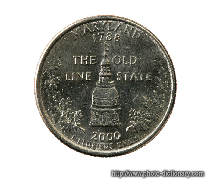 Maryland state quarter coin - photo/picture definition - Maryland state quarter coin word and phrase image