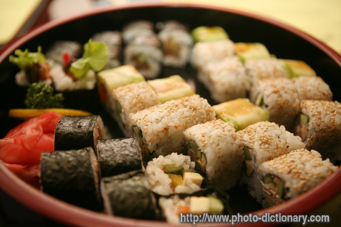 sushi plate - photo/picture definition - sushi plate word and phrase image
