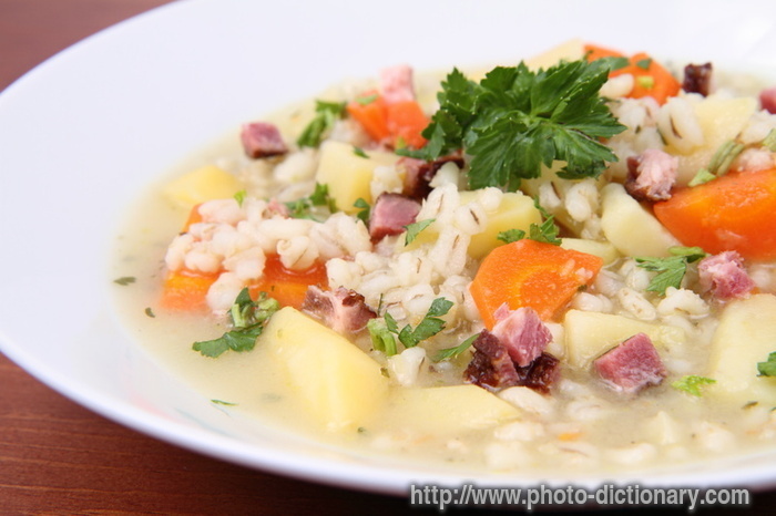 barley soup - photo/picture definition - barley soup word and phrase image