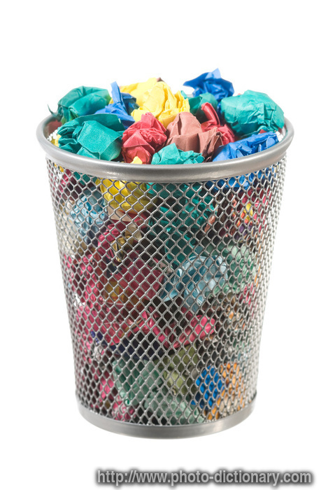 waste paper basket - photo/picture definition - waste paper basket word and phrase image