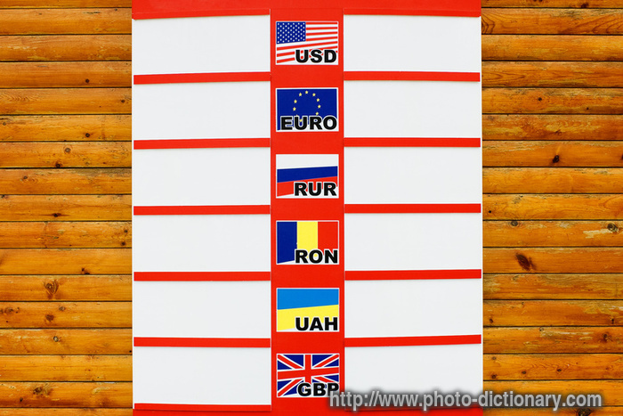 currency exchange - photo/picture definition - currency exchange word and phrase image