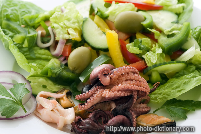 seafood salad - photo/picture definition - seafood salad word and phrase image
