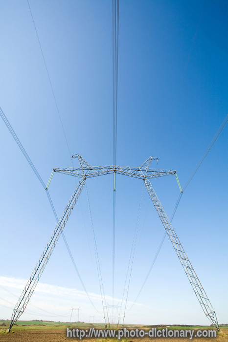 high voltage pylons - photo/picture definition - high voltage pylons word and phrase image
