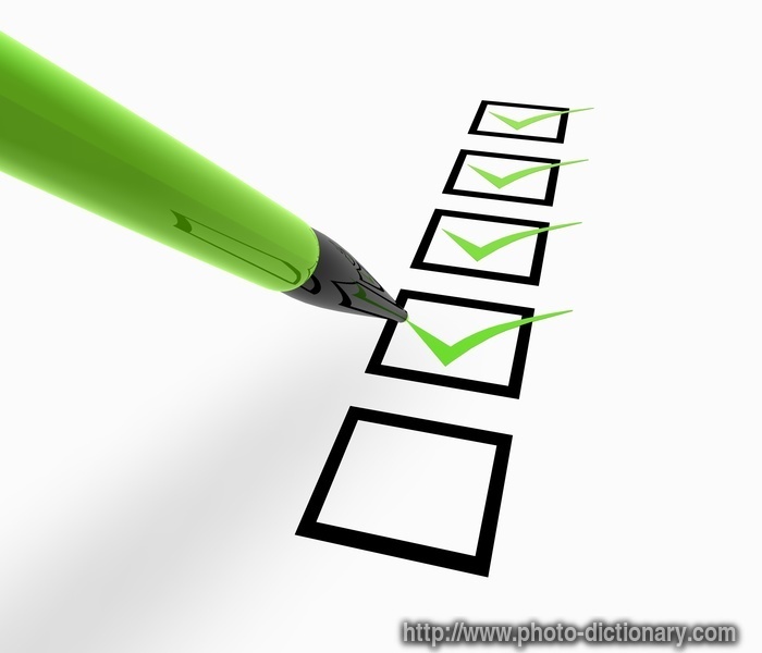 checklist - photo/picture definition - checklist word and phrase image