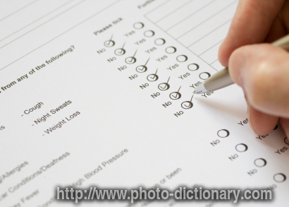 Health Questionnaire - photo/picture definition - Health Questionnaire word and phrase image