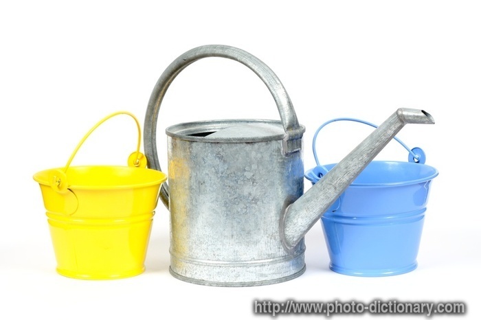 galvanized watering can - photo/picture definition - galvanized watering can word and phrase image