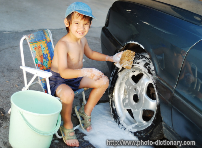 car washing - photo/picture definition - car washing word and phrase image