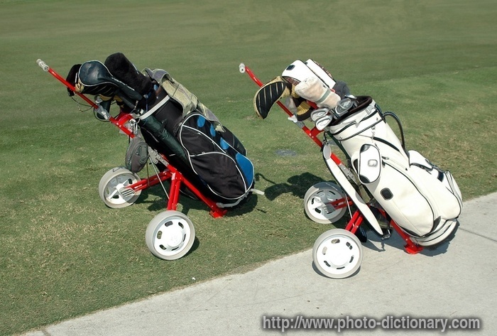 golf bags - photo/picture definition - golf bags word and phrase image