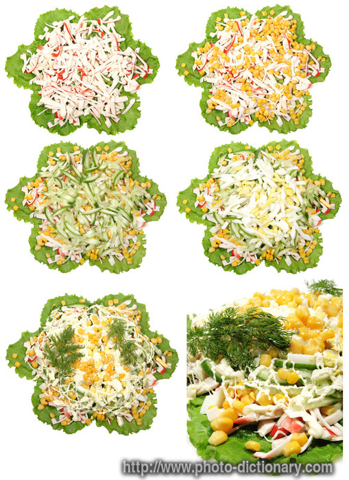 salad preparation - photo/picture definition - salad preparation word and phrase image