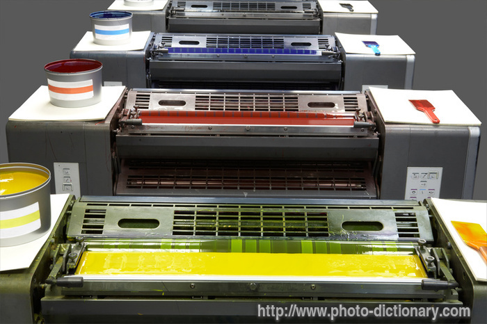 printing press ink units - photo/picture definition - printing press ink units word and phrase image