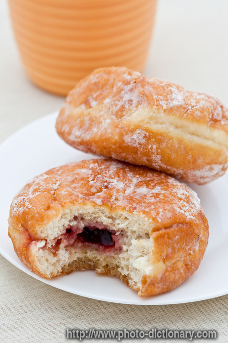 jam donut - photo/picture definition - jam donut word and phrase image