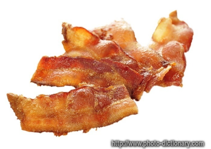 fried bacon - photo/picture definition - fried bacon word and phrase image