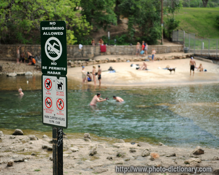 no swimming - photo/picture definition - no swimming word and phrase image