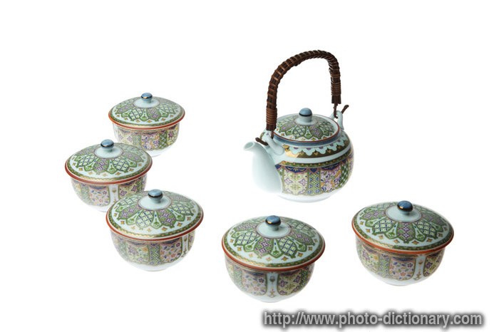 China tea set - photo/picture definition - China tea set word and phrase image