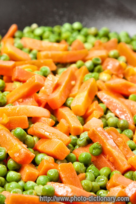 peas and carrots - photo/picture definition - peas and carrots word and phrase image