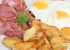 bacon with fried eggs - photo/picture definition - bacon with fried eggs word and phrase image